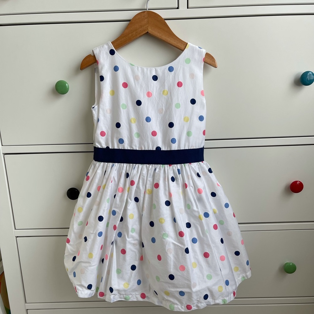 White dress with multicolor dots